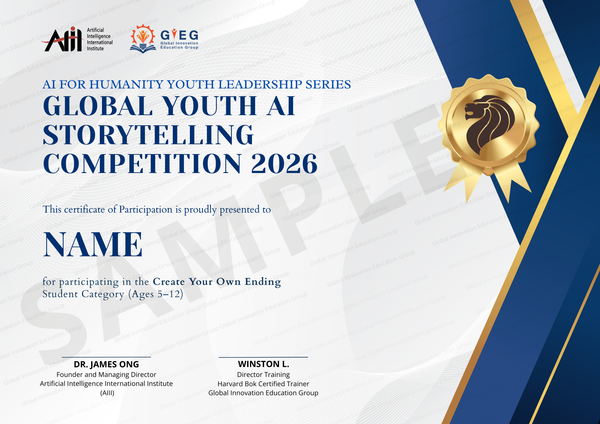 Official Global Youth AI Storytelling Competition certificate sample